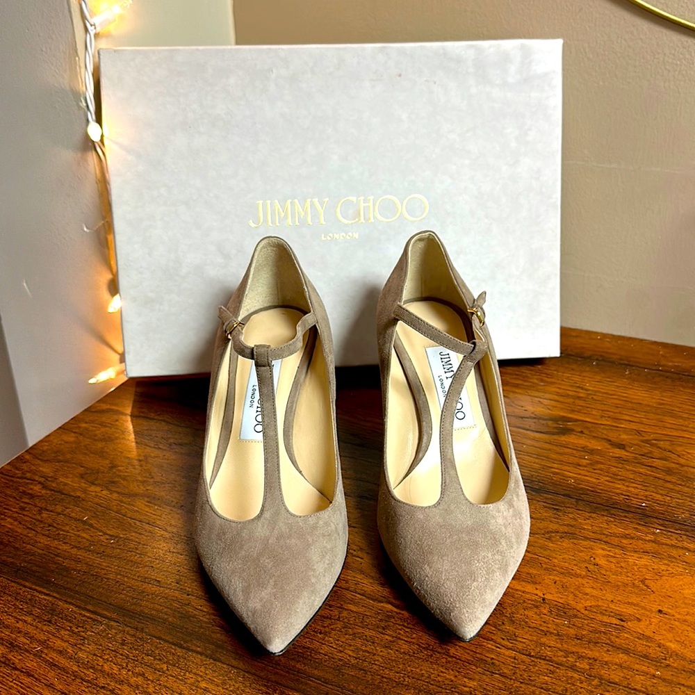 Jimmy Choo Daria Suede T-Strap 65mm Pump